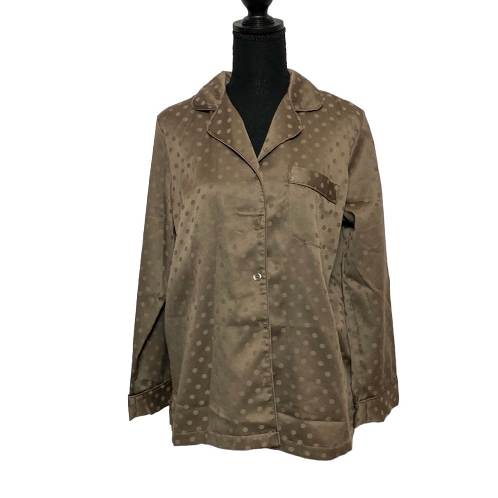 Cabernet Brown Silky Polka Dot Lounge Top S